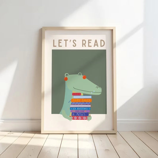 Modern Crocodile Illustration Canvas Wall Art Print | Home Decor Canvas Wall Art Peaceful Pleasures Health and Wellness G4561 21x30cm Wood Framed