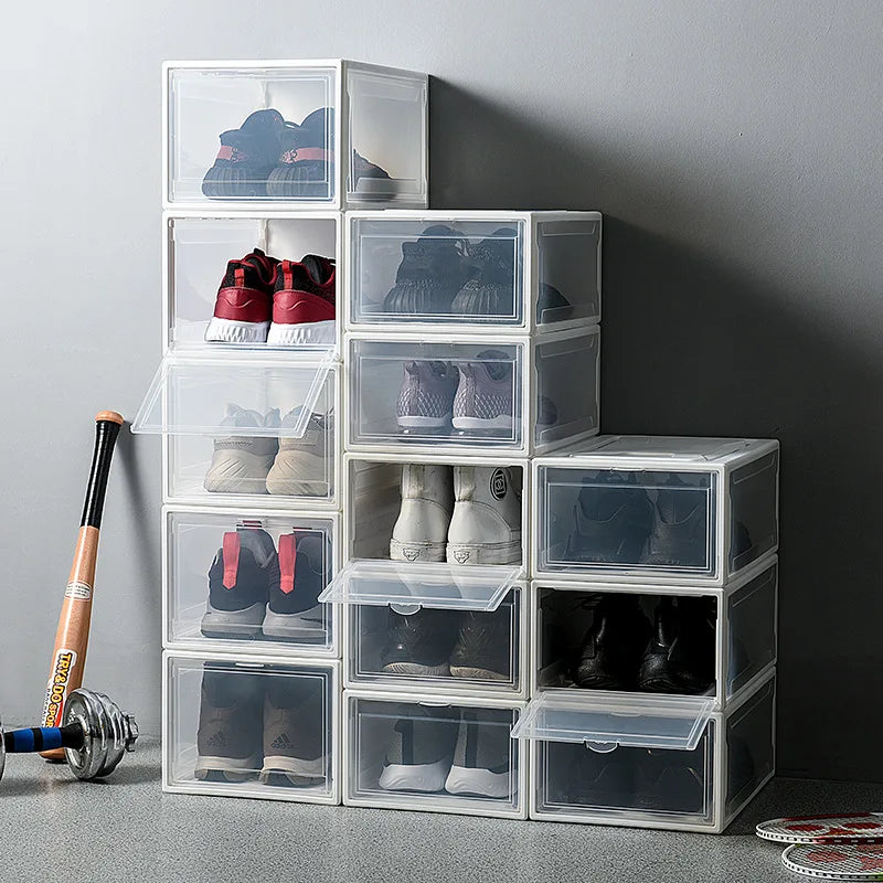 ‌Transparent Assembly Sneaker Organizer Flip Top Basketball Shoe Display Box Showcase Collectibles Unisex Home Décor Essential Peaceful Pleasures Health and Wellness
