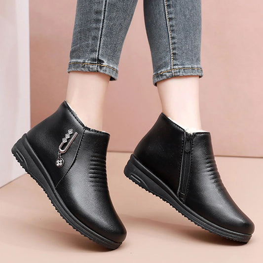 Women's Waterproof Fleece-Lined Winter Ankle Booties | Warm Boots Winter Ankle Booties Peaceful Pleasures Health and Wellness