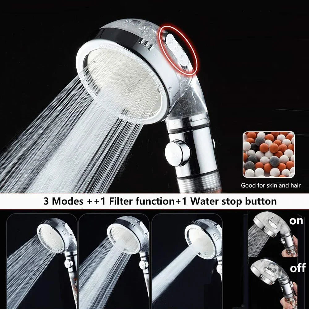 3-Function SPA Shower Head | High Pressure & Filter