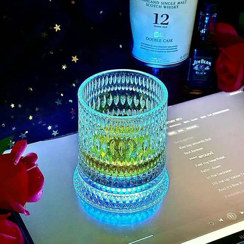 360° Spinning Glass Cup with LED Base | Bar & Home Gift