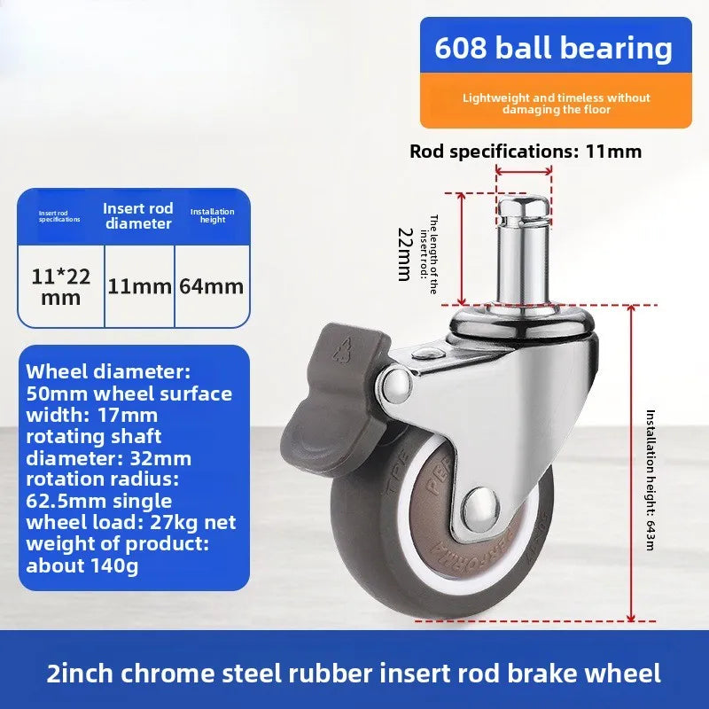 4PCS 2-Inch Heavy Duty Swivel Caster Wheels with Brake