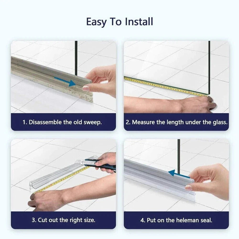 PVC Shower Door Seal Strip – Glue-Free Waterproof Glass Gap