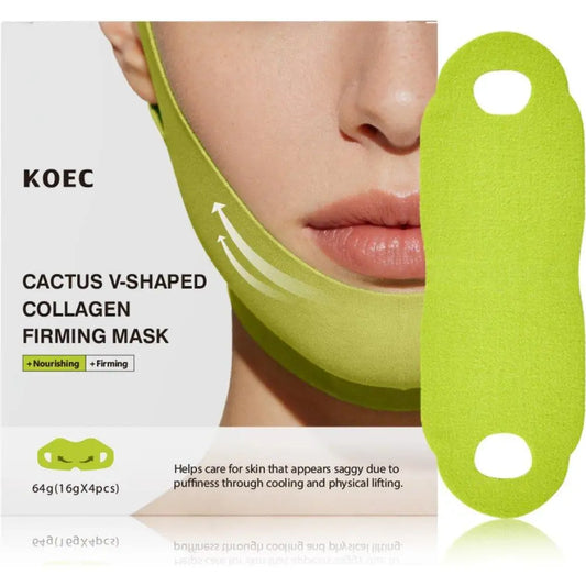 V Line Lifting Mask Collagen Neck Lift Patch for Double Chin Treatment Anti-Saggy Face Slimming Bandage Nourishing Mask Peaceful Pleasures Health and Wellness 4pcs