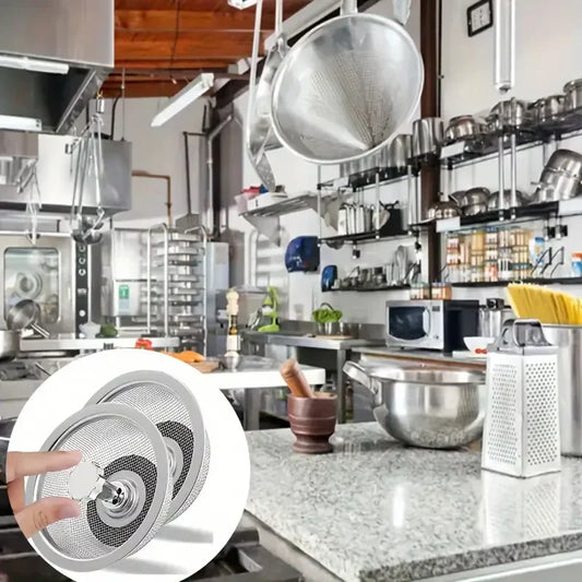 2-Pack Stainless Steel Kitchen Sink Strainer with Handle & Stopper Sink Strainer Set Oasis Select