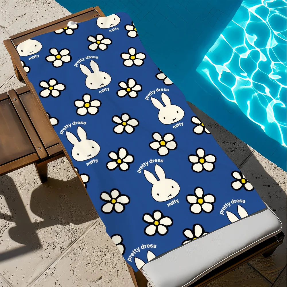 Miffy Cartoon Quick-Dry Beach Towel | Soft Pool & Travel Towel