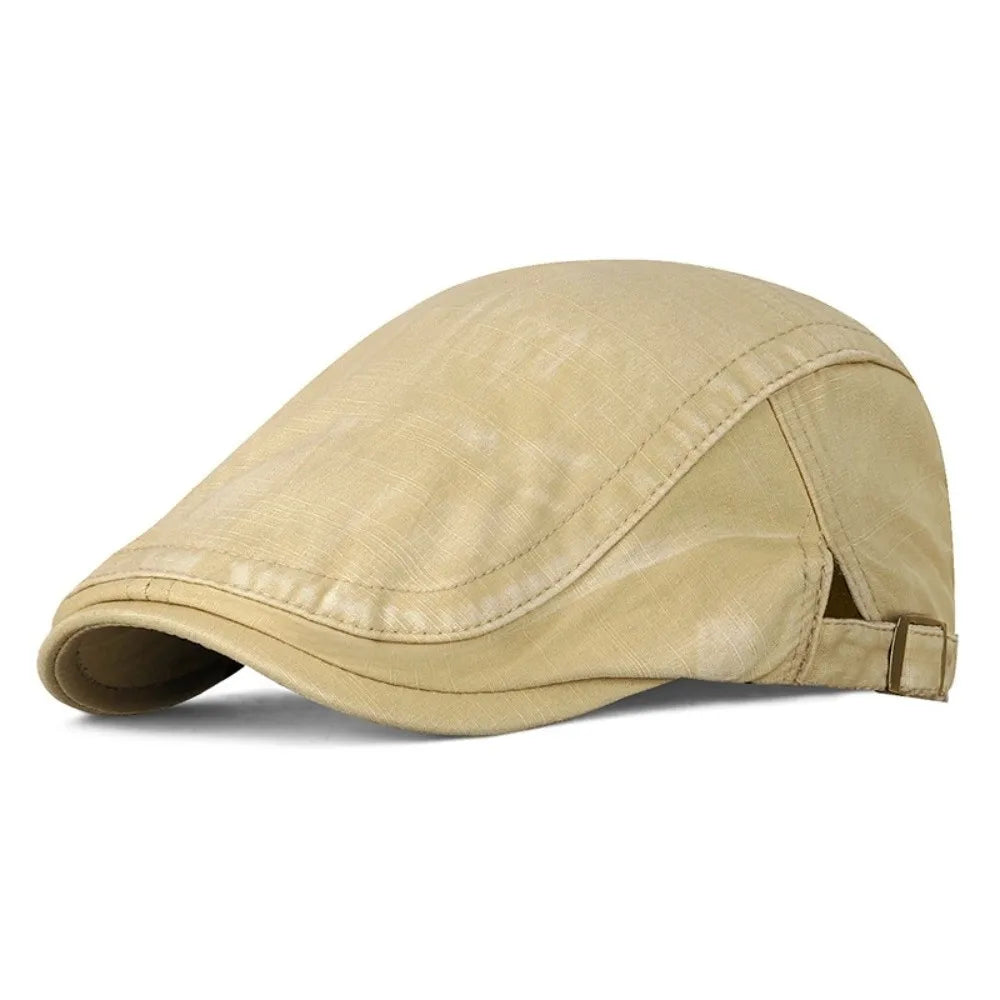 Retro Washed Cotton Beret Newsboy Hat – Adjustable Unisex Cap