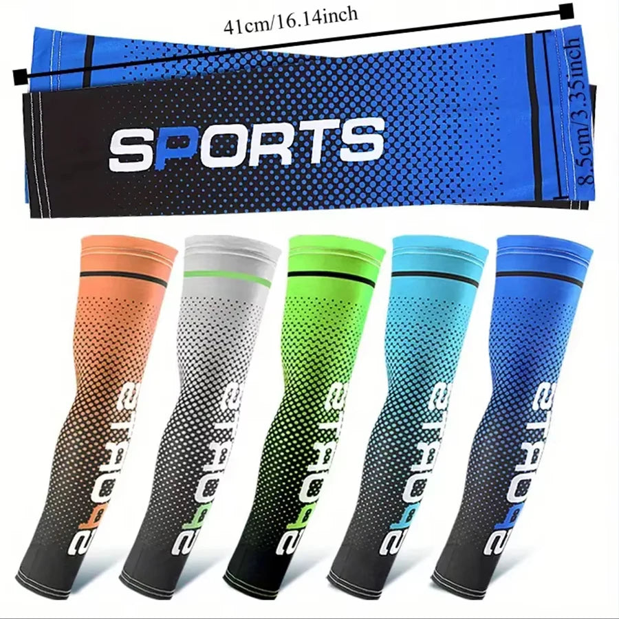 Summer Fashio Sunscreen Ice Silk Sleeve UV Sun Protection Cooling Anti-Slip Arm Sleeves Men Women Outdoor Sport Cycling Peaceful Pleasures Health and Wellness