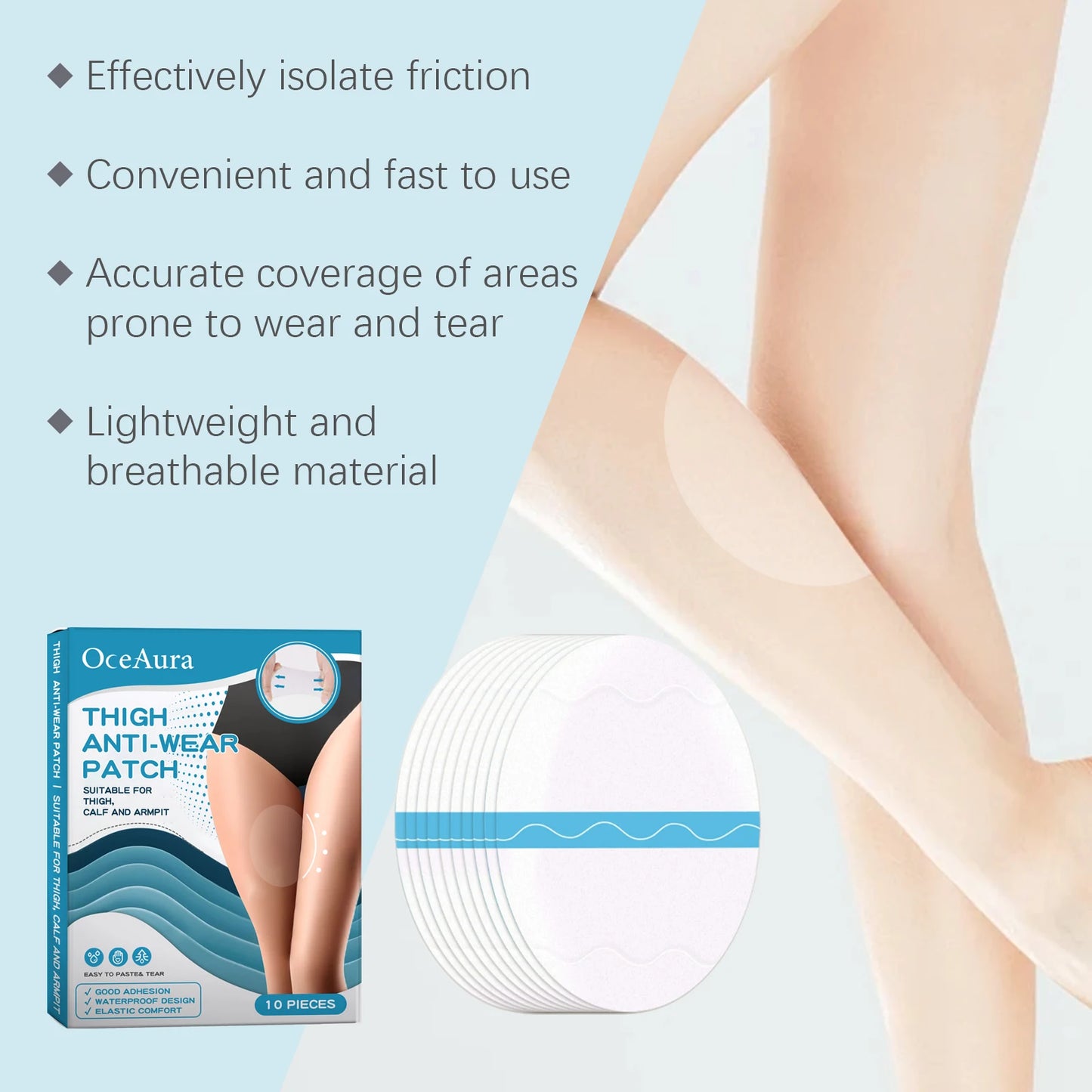 Invisible Anti-Chafing Thigh Pads | Sweat-Resistant Skin Patches