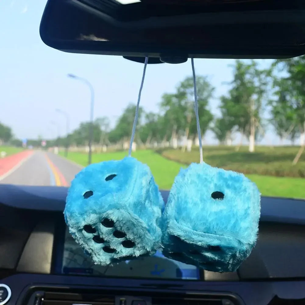 Long Haired Hot Stamping Dice Plush Toy Cube Pendant Car Hanging Dice Plush Dice Car Pendant Plush Toy Cube Pendant Car Ornament Peaceful Pleasures Health and Wellness