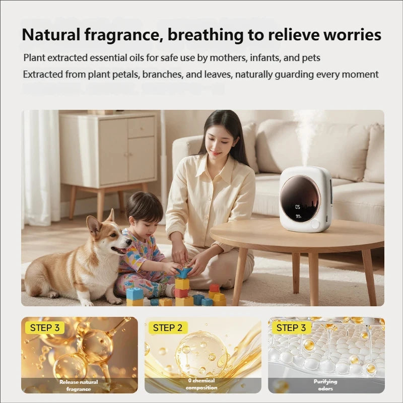 Aromatherapy Oil Diffuser Air Purifying Fragrance Machine Wall-mounted Humidifier Toilet Deodorization With Colorful Night Light Peaceful Pleasures Health and Wellness