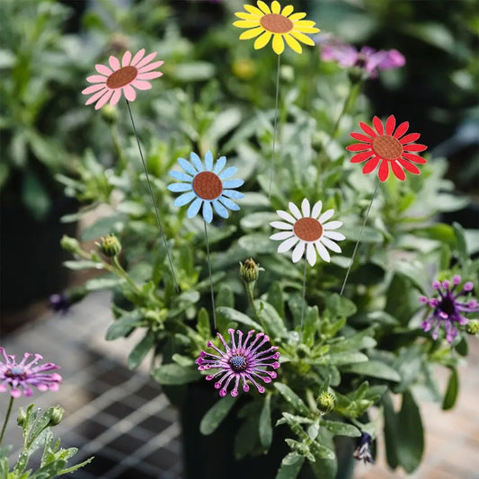 10pcs Colorful Metal Flower Garden Stakes | Decorative Ground Plugs Decorative Garden Stakes Oasis Select