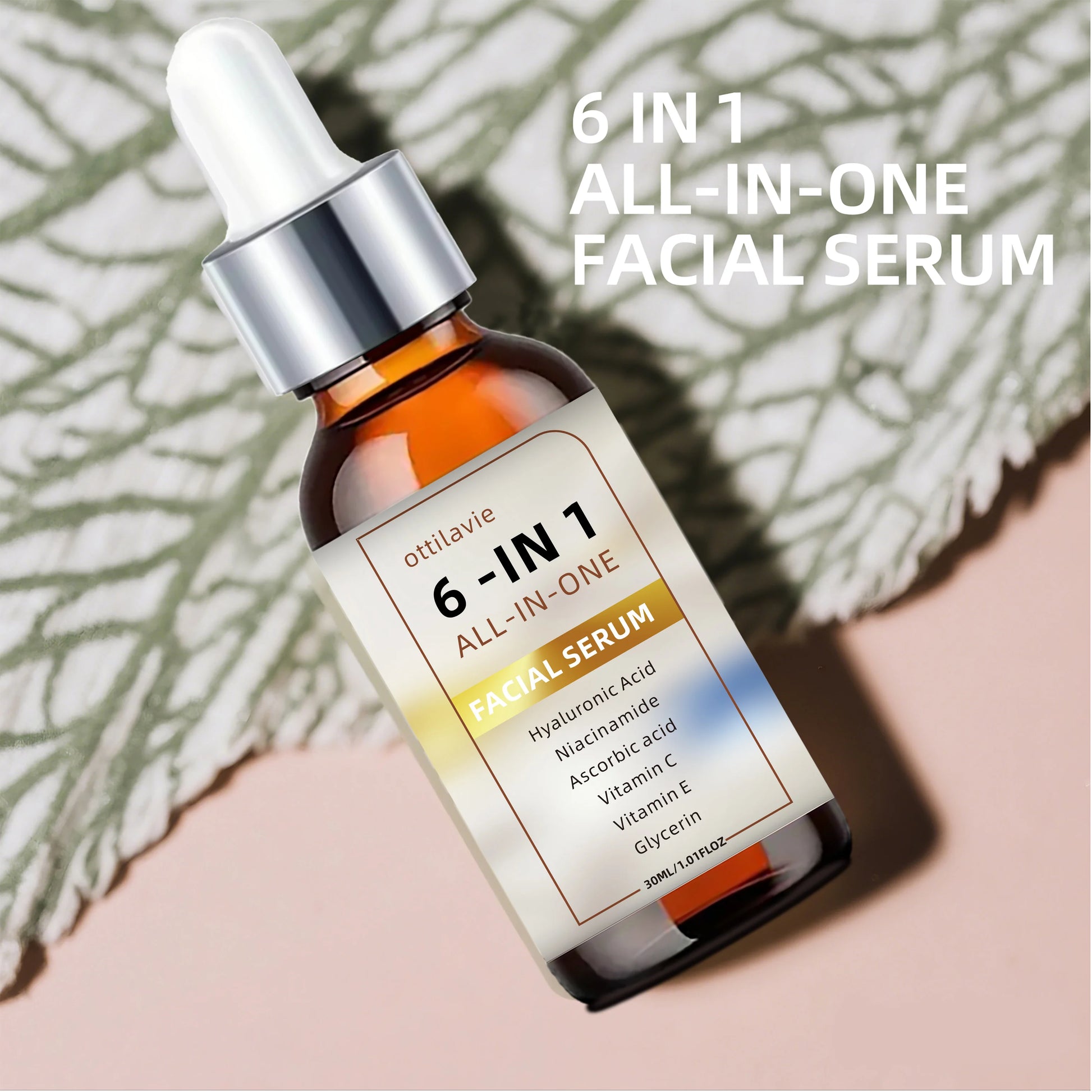 6 IN 1 ALL-IN-ONE FACIAL SERUM With Hyaluronic Acid + Niacinamide + Vitamin C/E Peaceful Pleasures Health and Wellness