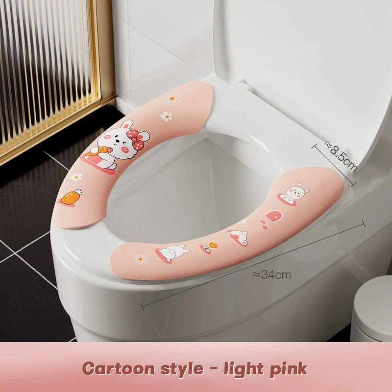 Cartoon Toilet Seat Cover Cushion – Soft Washable Plush Pad (1 Pair)