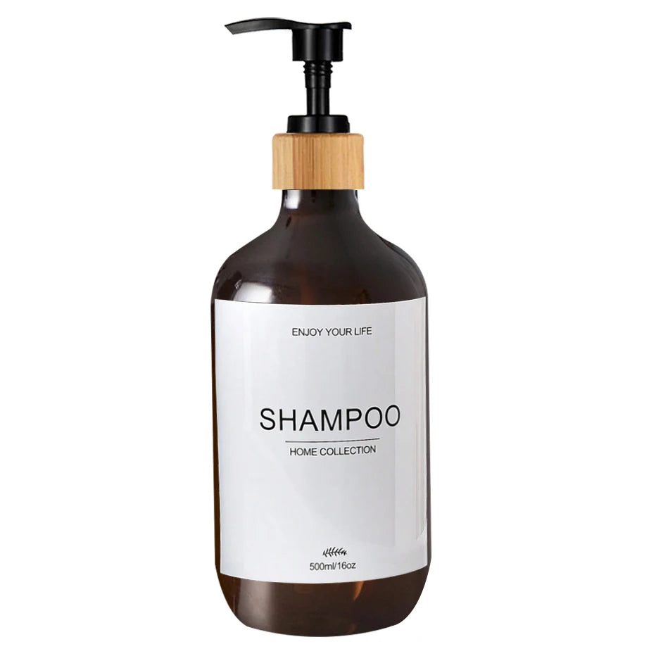 500ml Shampoo Body Wash Conditioner Dispenser Bottle Bathroom Waterproof Pre-Labeled Refillable Shampoo Bottle Soap Container Peaceful Pleasures Health and Wellness B-Amber-shampoo 500ml