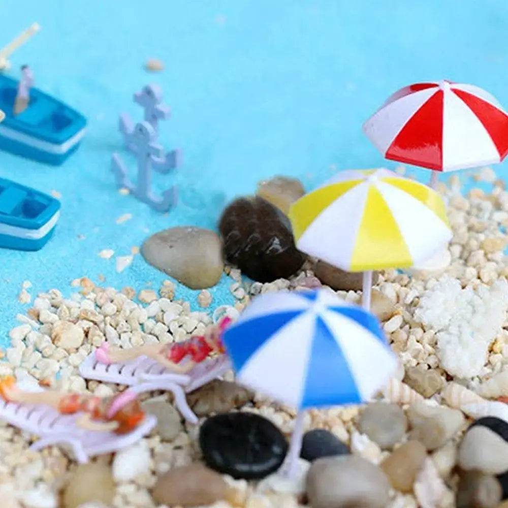 Miniature Beach Sun Umbrella Figurine | Micro Landscape Decor