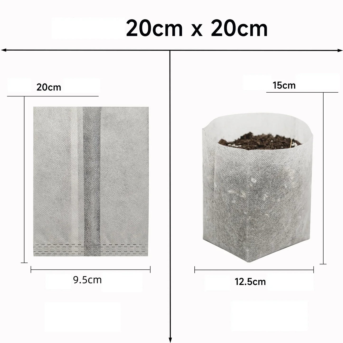 100-Pack Biodegradable Nursery Grow Bags | Non-Woven Fabric Pots