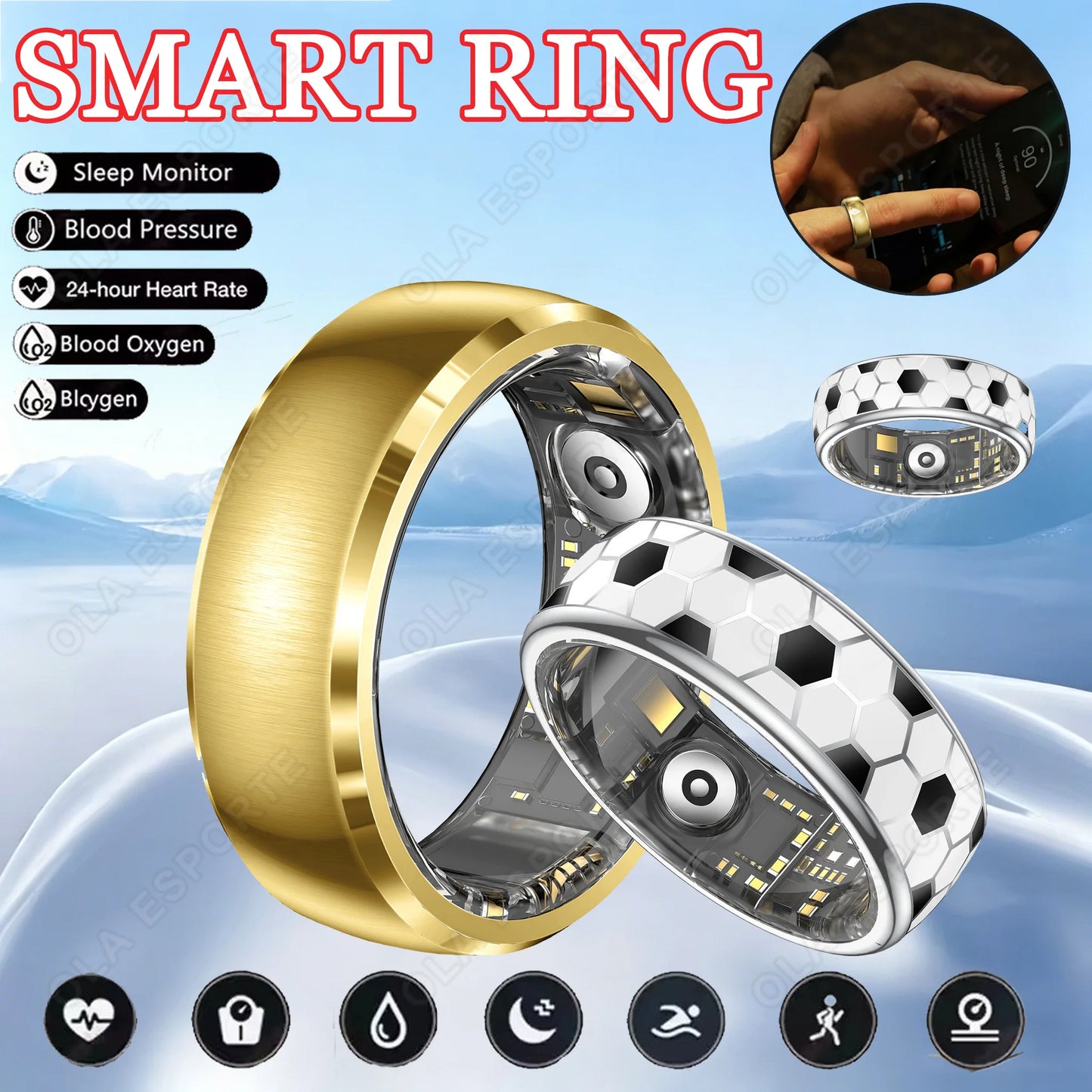 For Smart Ring Men Women Bluetooth Monitor Blood HeartRate Blood Oxygen Monitor Smartring MultiSport 5ATM Waterproof 2026 NEW Peaceful Pleasures Health and Wellness
