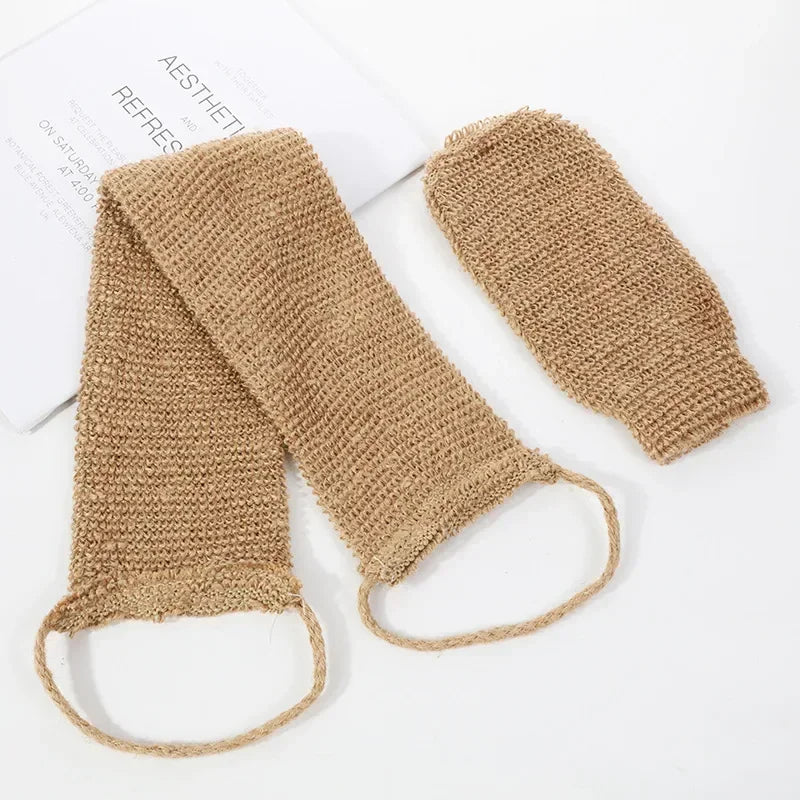 Hemp Jute Exfoliating Back Scrubber & Gloves Bath Set Exfoliating Bath Set Peaceful Pleasures Health and Wellness 1 set