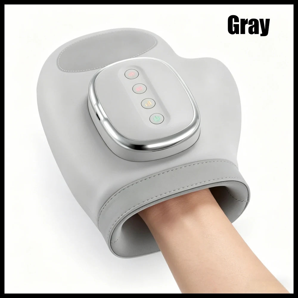 Hand Massager with Airbag Compression Finger Wrist Palm Massage Machine Vibration Glove for Hand Muscle Relax Gift for Men Women Peaceful Pleasures Health and Wellness gray