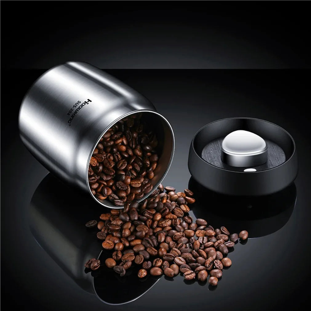 Vacuum Sealed Coffee Bean Jar | 304 Stainless Steel Canister