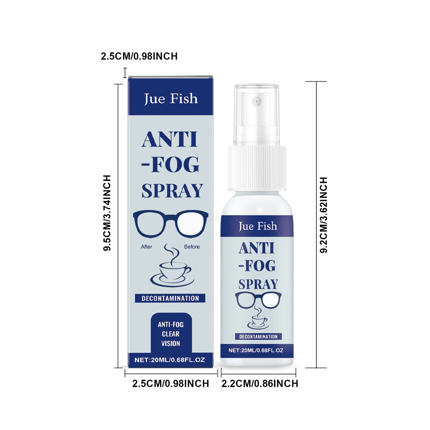 Jue-Fish Anti-Fog Spray for Eyeglasses | Clear Vision Lens Spray