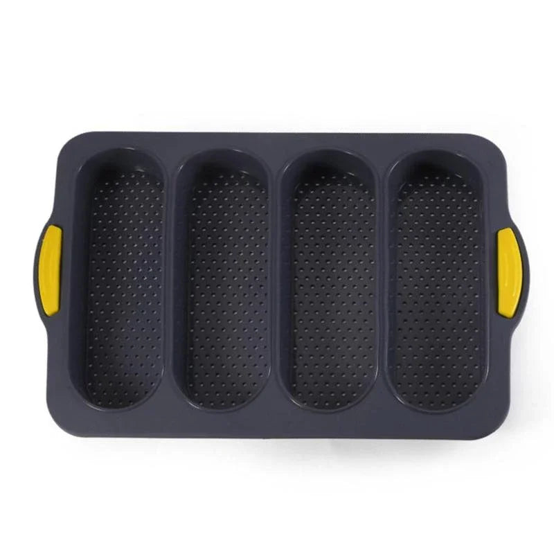 4 Grids Silicone Cake Mold Bread Baking Mold Bread Pan Baguette Baking Tray No Stick Loaf Pan Bread Toast Mould Pastry Tools Peaceful Pleasures Health and Wellness black