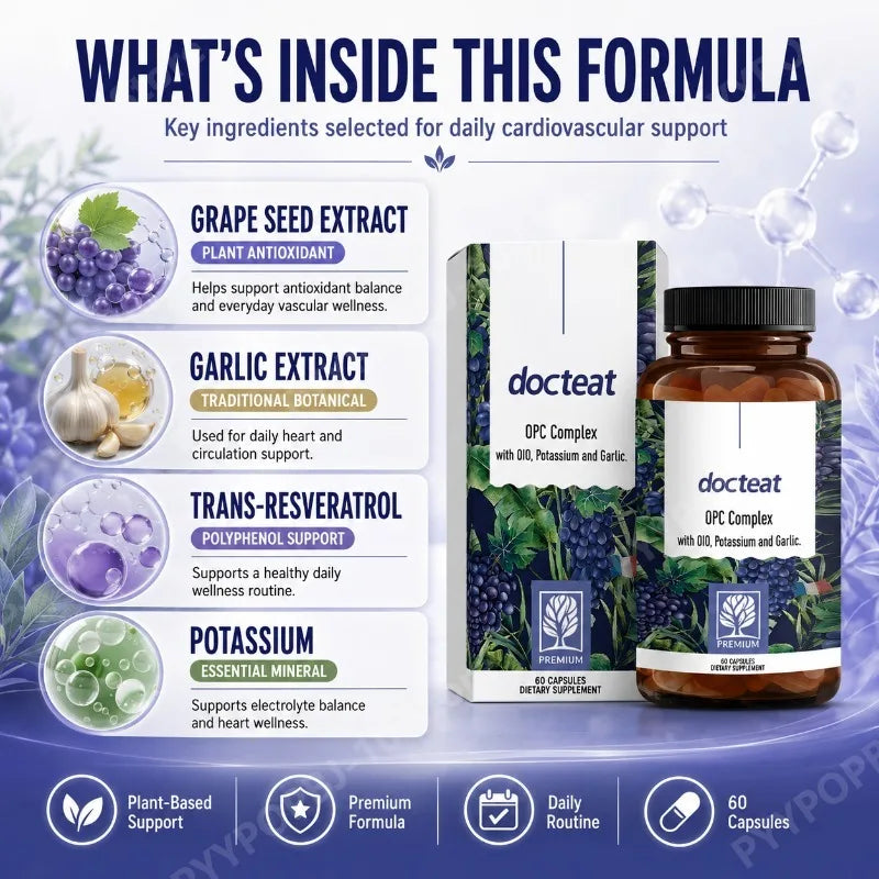 Docteat OPC Complex – Grape Seed Extract, Garlic & Potassium 60ct
