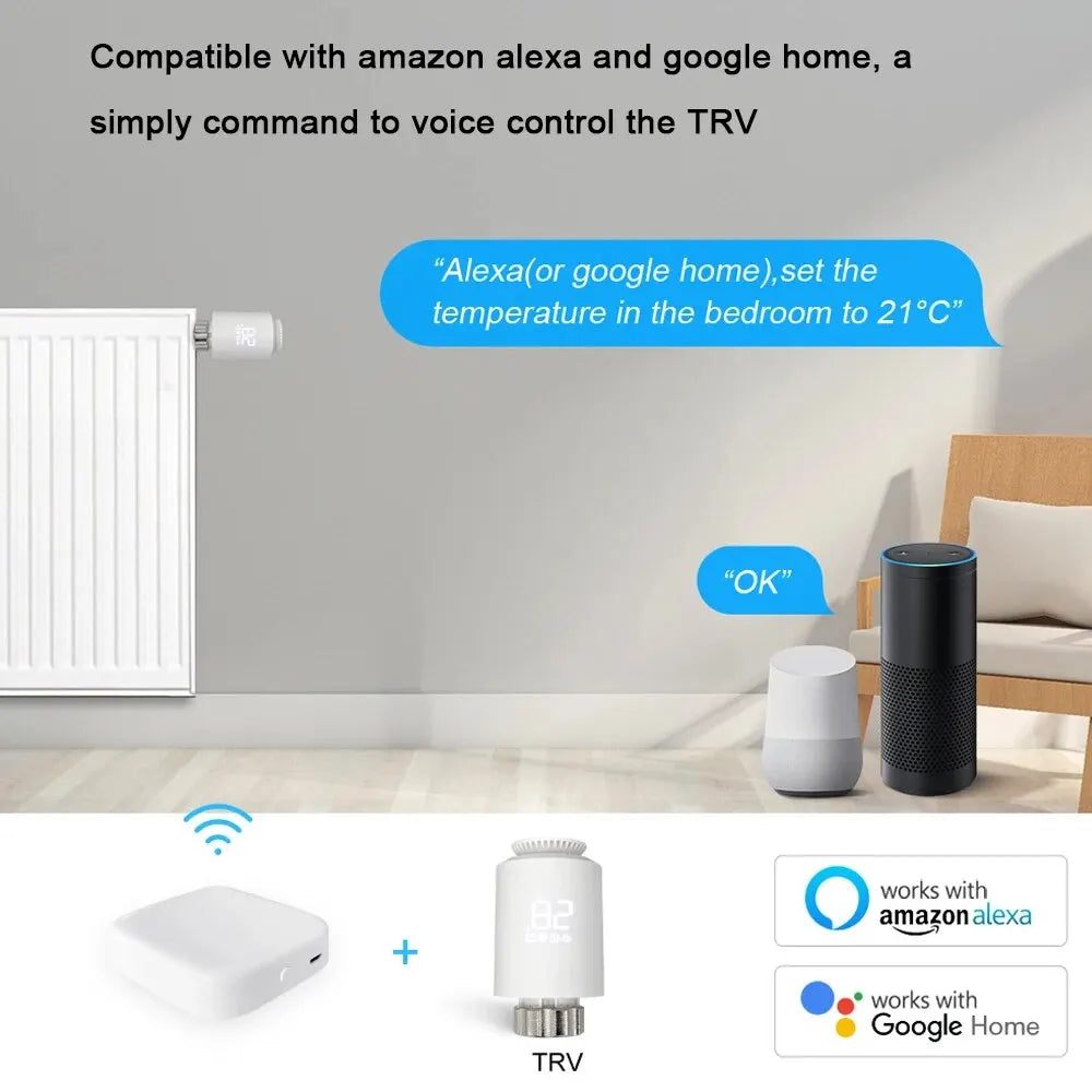 Tuya TRV Thermostat Thermostatic Radiator Valve Home Heating Radiator Thermostat Temperature Controller Peaceful Pleasures Health and Wellness