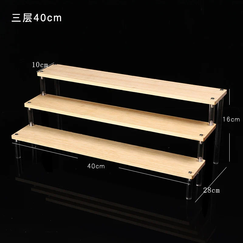 Wooden Multi-Layer Step Display Stand for Figures & Blind Box