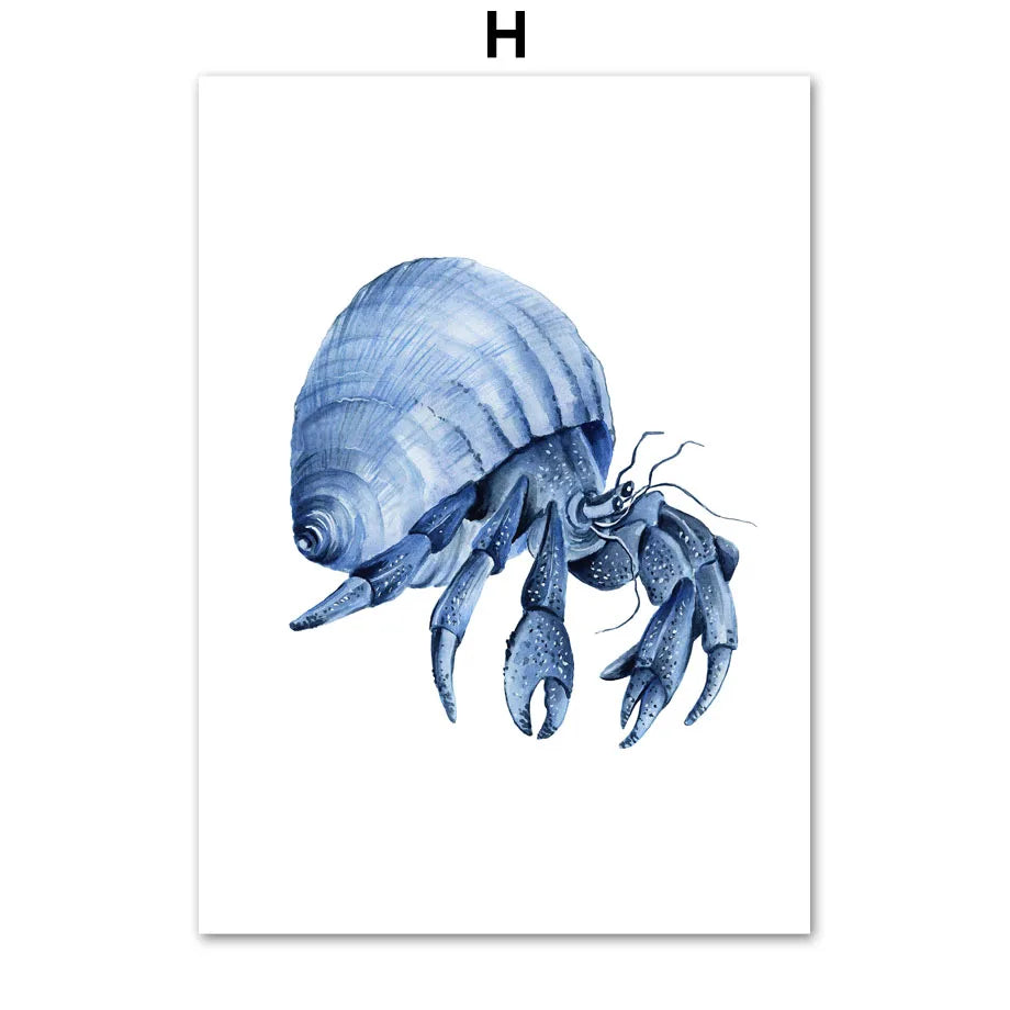 Ocean Animals Canvas Wall Art Print – Kids Room Decor