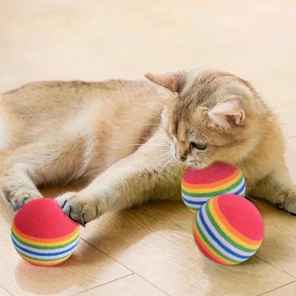 Rainbow EVA Soft Pet Toy Balls for Cats & Dogs | 10–50 Pack