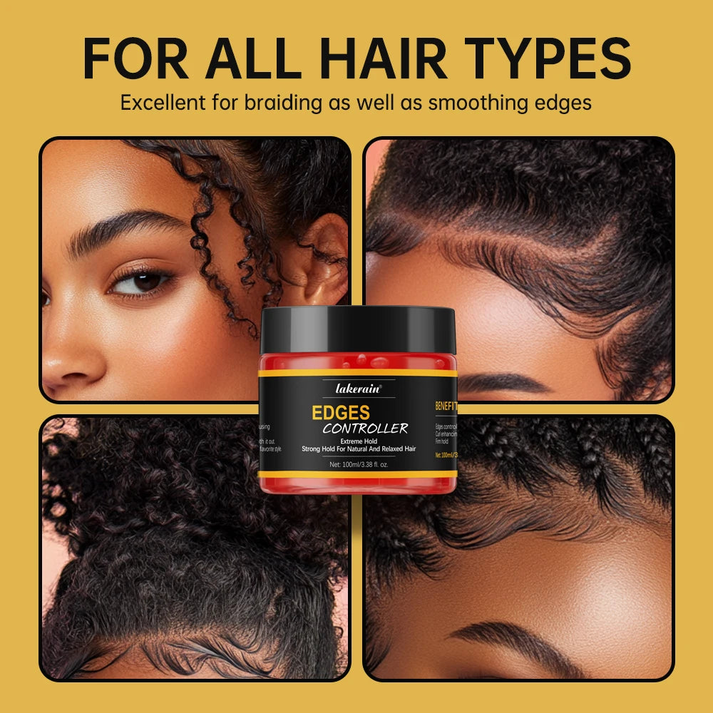 Edge Control Strong Hold Hair Gel Thick Edges Styling Gel Non-Greasy Non-Flaking No White Cast Long Lasting Supports All Hair Ty Peaceful Pleasures Health and Wellness