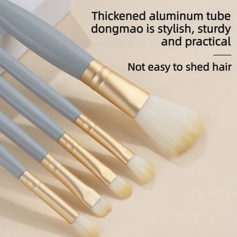 5Pcs Portable Makeup Brush Set with Mirror - Foldable Travel Kit ，Mini Makeup Brush Set Travel Makeup Brush Set Peaceful Pleasures Health and Wellness
