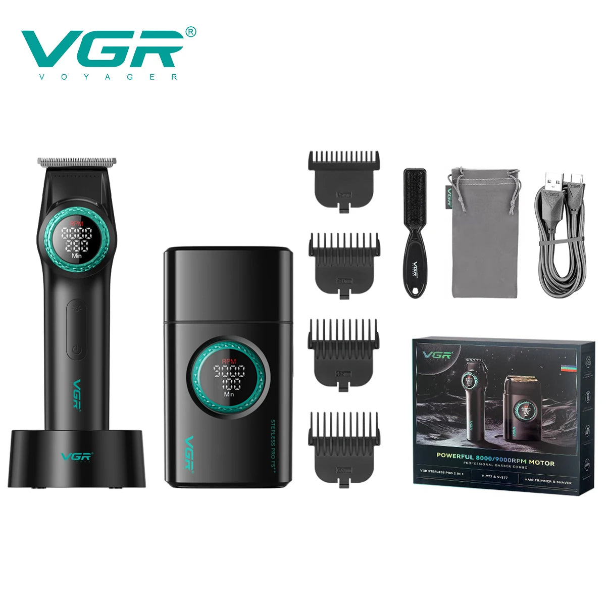 VGR 977 377 new hair trimming set, high-end men's hair clipper, intelligent shaver, whitening device, multifunctional electric c Peaceful Pleasures Health and Wellness