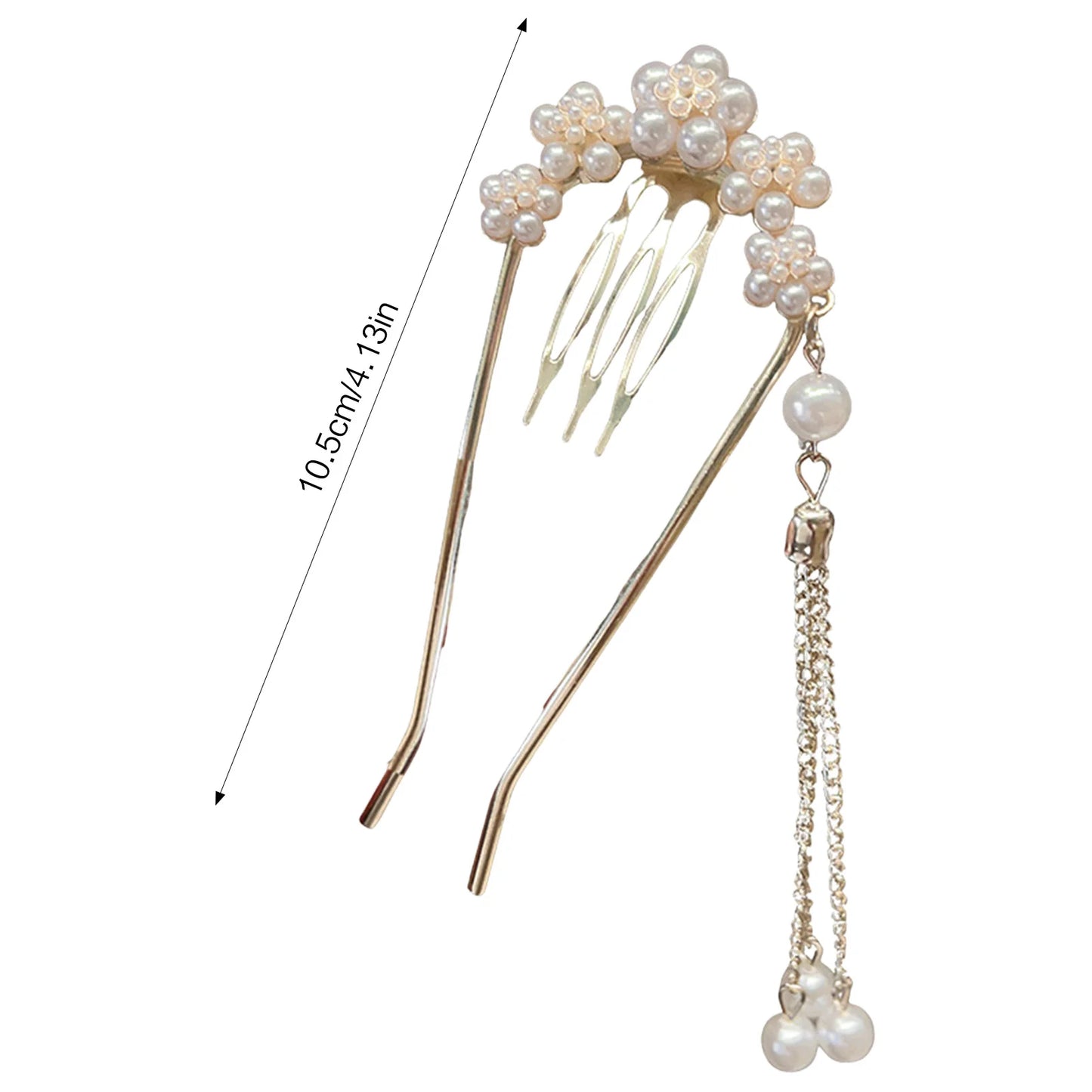 Pearl Fringe U-Shaped Hairpin For Women Elegant Alloy Design With Imitation Pearl Peaceful Pleasures Health and Wellness