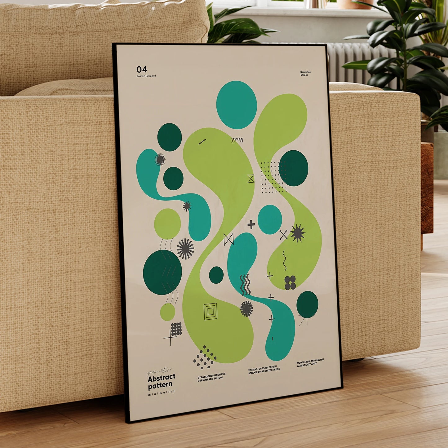 Modern Bauhaus Geometric Wall Art | Framed Canvas Print