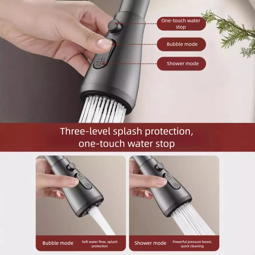 Kitchen Tap Spray Head 360° High-Pressure Extendable Swivels Tap Extender For Kitchen Sink Splash-Proof 3 Mode Kitchen Supply Peaceful Pleasures Health and Wellness