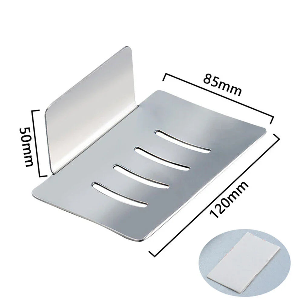 Wall Mount Stainless Steel Soap Dish Holder | Adhesive Bathroom Tray