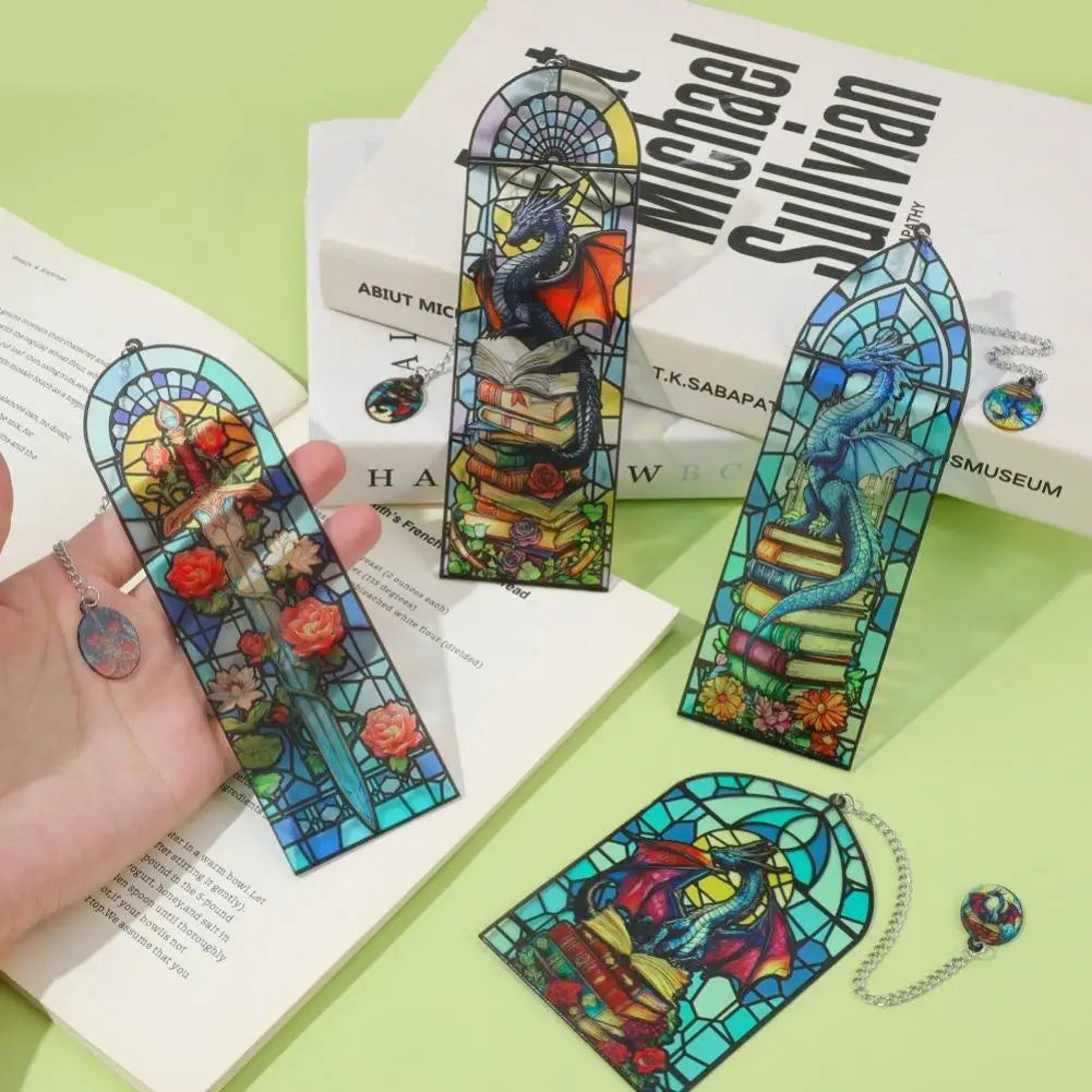 Stained Glass Dragon Bookmark – Fantasy Gift for Book Lovers