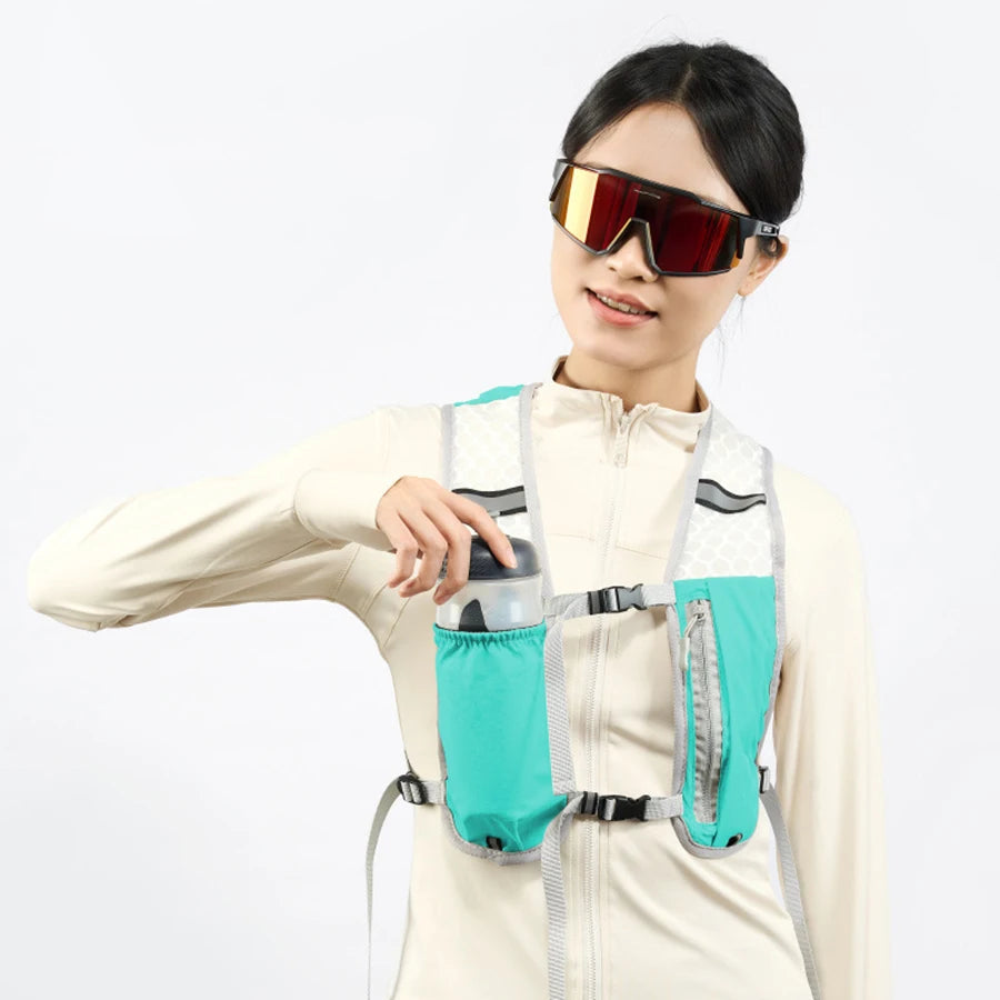 New Running Water Bottle Storage Vest Lightweight Running Vest Reflective Hydration Water Chest Pack With Phone Holder Peaceful Pleasures Health and Wellness
