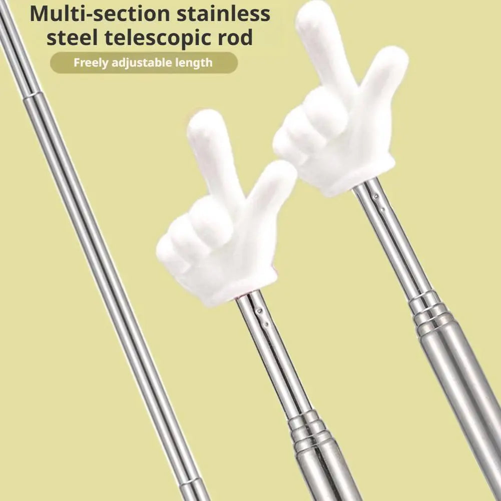 1PC Stainless Steel School Office Teaching Pointer Telescopic Rod Finger Design Teaching Stick Finger Reading Sticks Peaceful Pleasures Health and Wellness