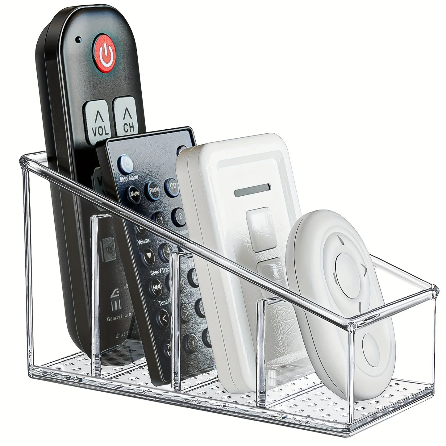 Clear Plastic 4-Compartment Remote & Desk Organizer