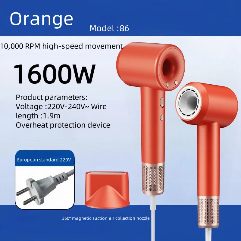 The high-speed hair dryer, a household high-power hair dryer, has a negative ion function to prevent dryness and frizz Peaceful Pleasures Health and Wellness Orange EU