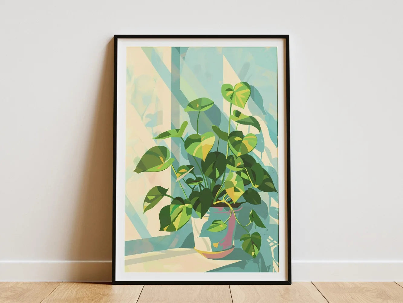 Minimalist Bamboo Tropical Leaf Botanical Canvas Wall Art Print