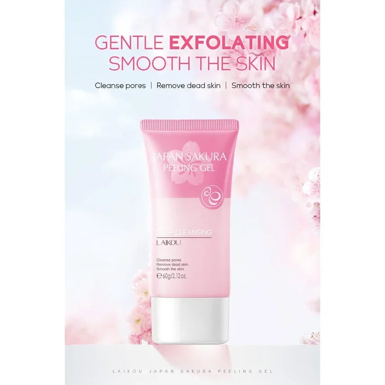 LAIKOU Sakura Peeling Gel Facial Exfoliation Cleans Pores Moisturizing Oil Control 60g Peaceful Pleasures Health and Wellness