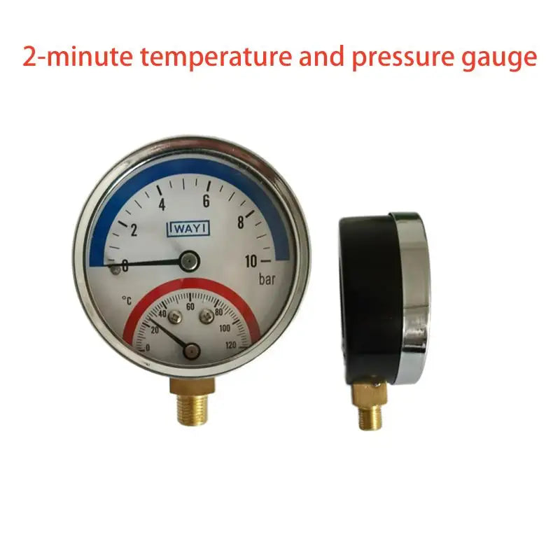 2-in-1 Temperature & Pressure Gauge | 10 Bar 0–120°C Metal