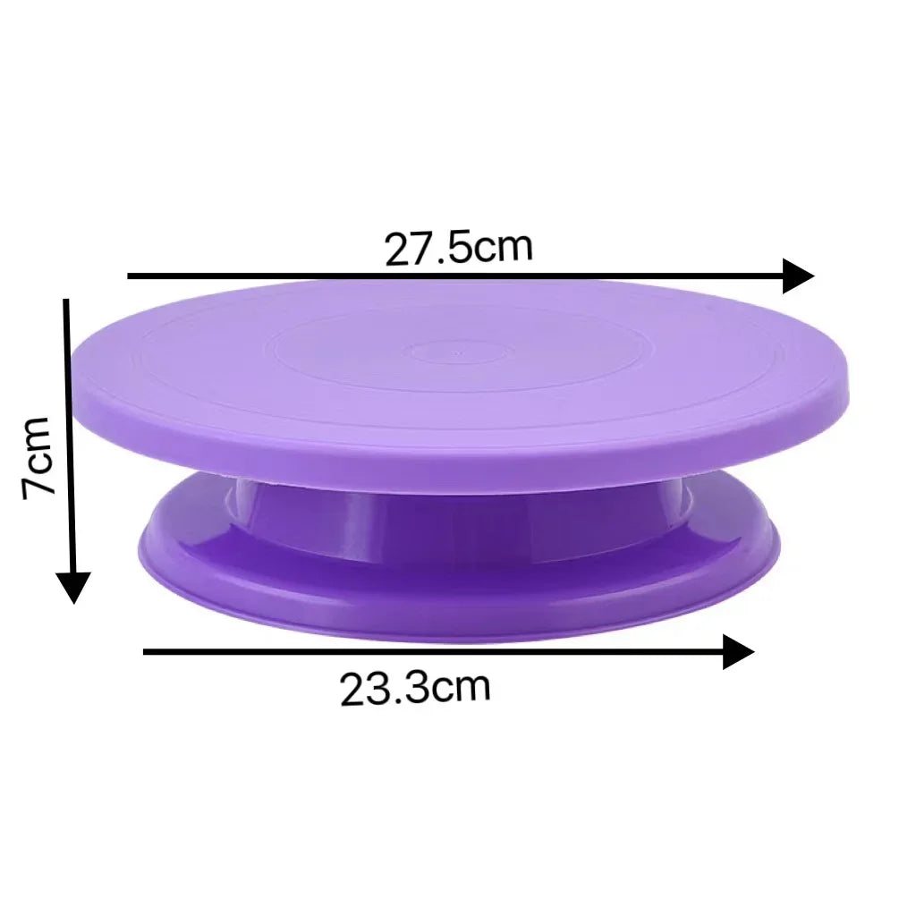Plastic Cake Turntable Dough Pastry Decorating Cake Stand Rotary Table DIY Pan Round Cookie Stand Rotating Cake Rotary Table Peaceful Pleasures Health and Wellness purple
