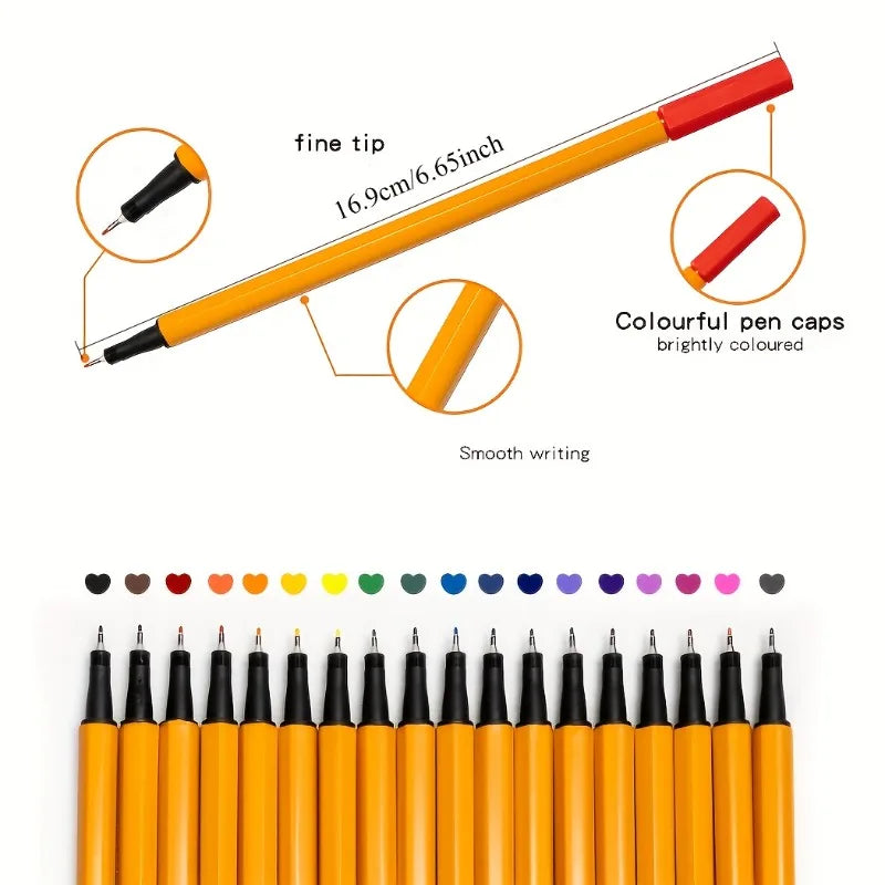 Colorful Fine Liner Pen Set – 12/24 Waterproof Color Markers