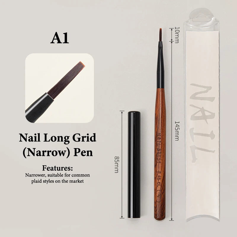 Nail Art Brush Checker Sandalwood Nail Drawing Painting Long Line Brush Nail Art Tool Painting Brushes DIY Design Manicure Tools Peaceful Pleasures Health and Wellness A1